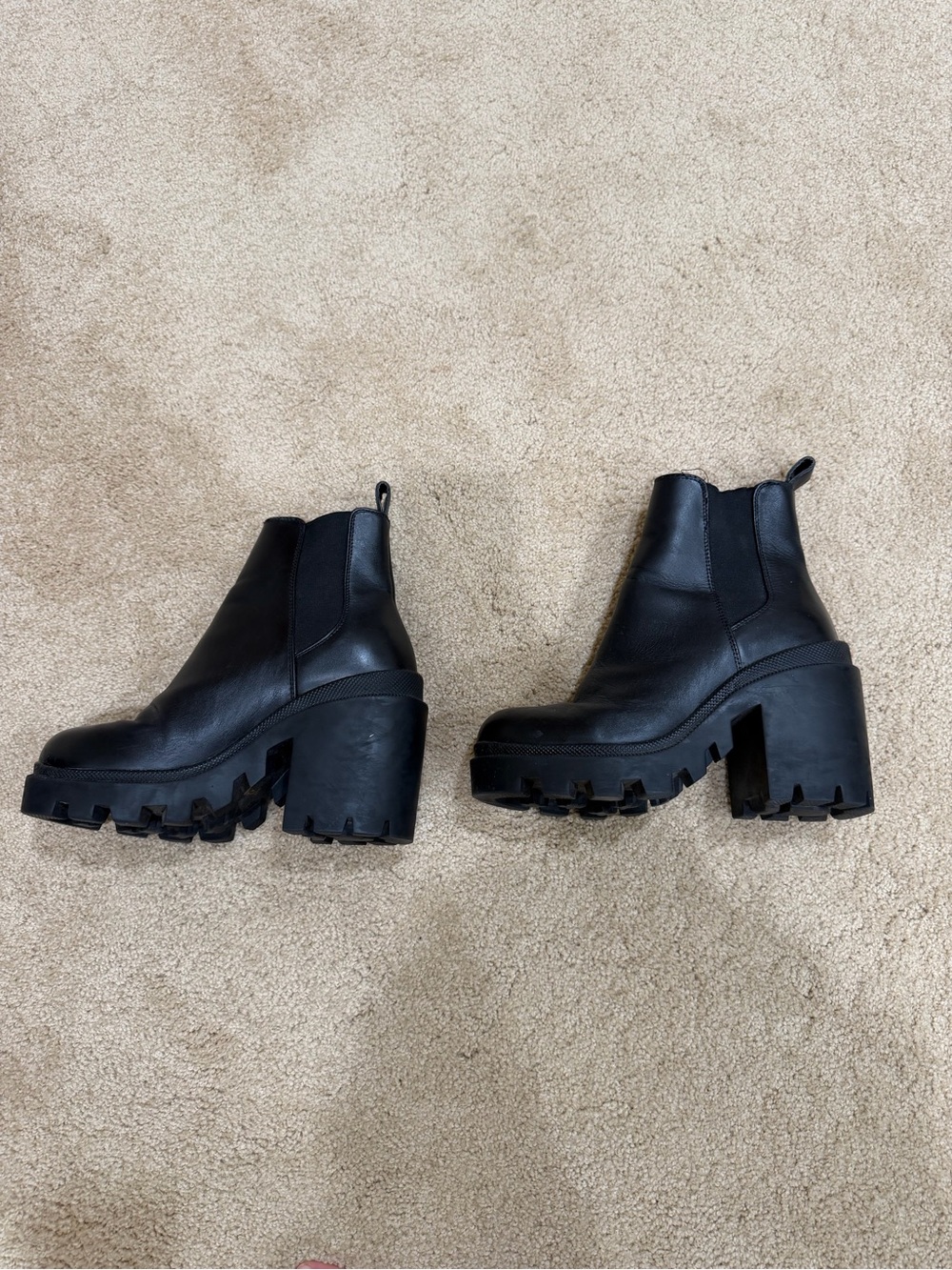 Steve Madden Black Chunky Platform Chelsea Booties